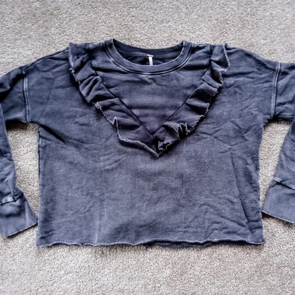 Free People Boxy Ruffle Sweatshirt